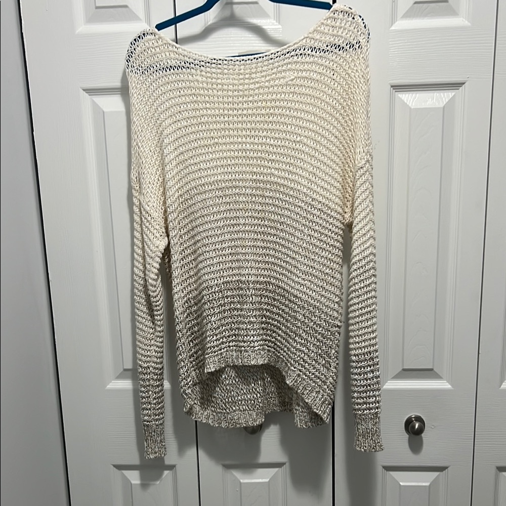 RD Style Cream Off-the-Shoulder Sweater with Ribbed Texture
